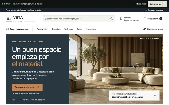 Portada de la web de ejemplo Veta